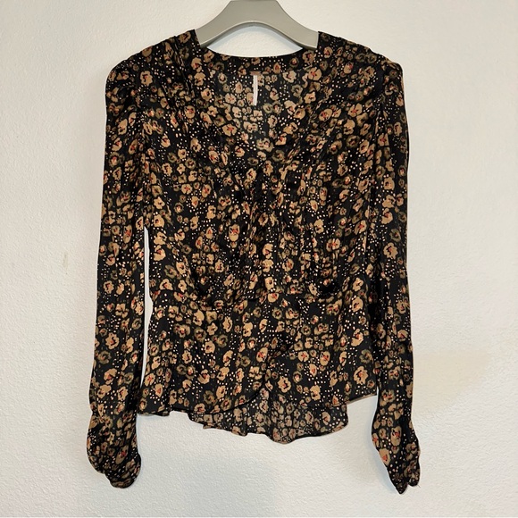Free People Tops - Free People Black Floral Blouse